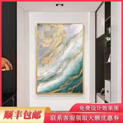 Hand-painted sea view oil painting modern simple gold leaf color wave landscape painting entrance porch light luxury decorative painting abstract painting
