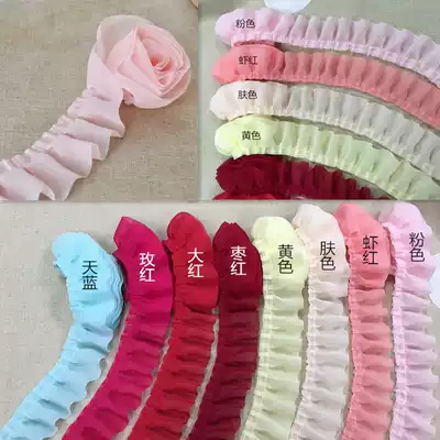 Handmade diy base 5CM White quality simple pleated soft chiffon cloth skirt lace accessories Double Twelve