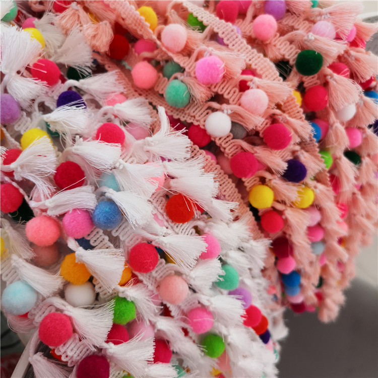 diy 4cm wide color plush ball tassel spike children's handmade fabric lace accessories material pack 2020