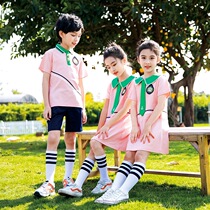 Kindergarten garden clothes Summer clothes Childrens class clothes British teacher short-sleeved cotton navy wind suit Student school uniform summer clothes