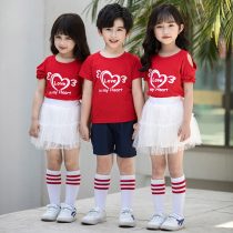 New primary and secondary school students sports school uniform spring and summer short sleeve kindergarten garden suit Summer cotton childrens class suit suit