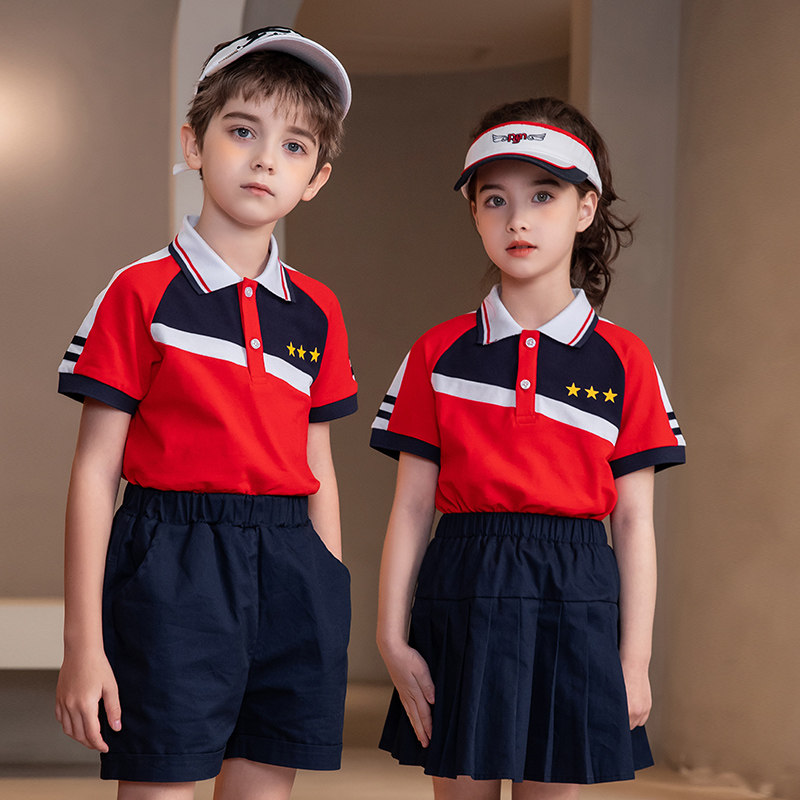 Elementary School Uniforms Summer Clothing Pure Cotton Short T Sports Suit Summer Children Fashion Class Clothes Summer Kindergarten Garden Clothes