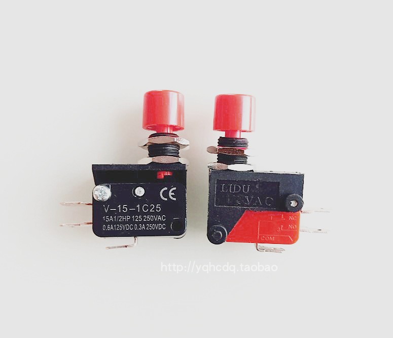 Button microswitch DS438 V-15 red hat self-reset small point motion switch bore 12mm250V 10A