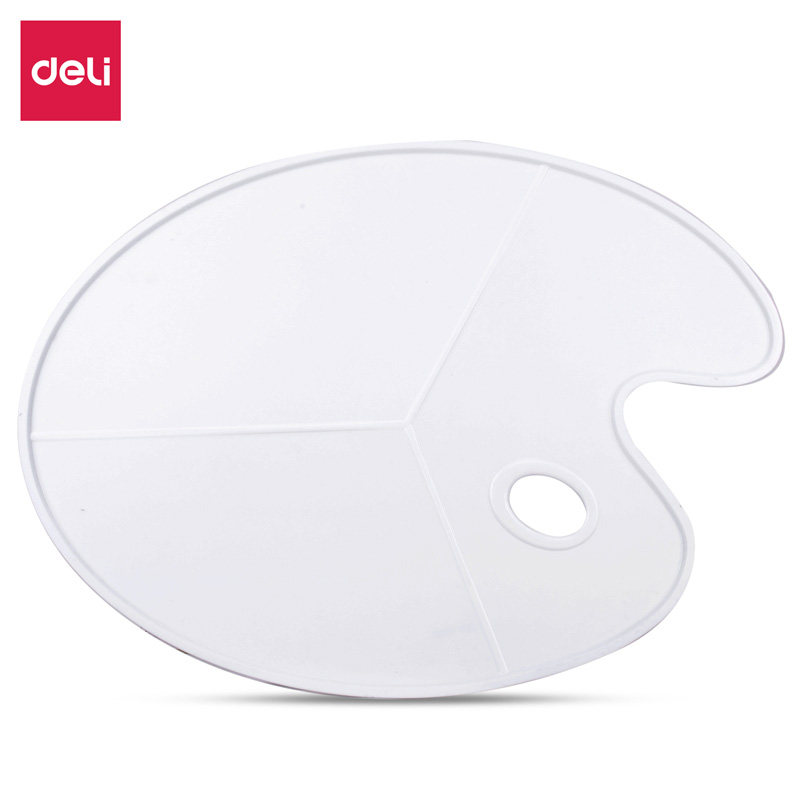Deli large oval three-line color palette thickened student watercolor gouache Chinese painting acrylic paint palette