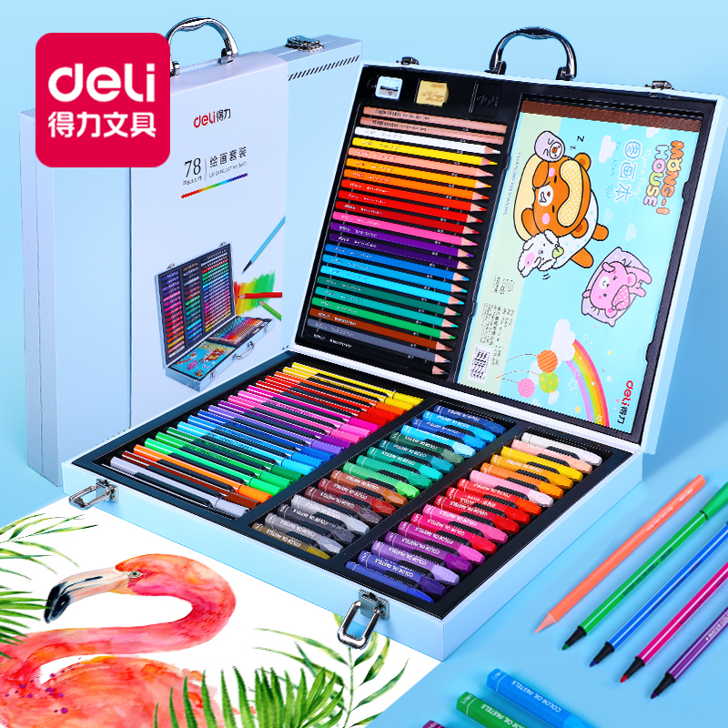 Deli oil painting stick wax pen set 36 colors 24 colors 18 June 1 Children's Day gift safe non-toxic oil painting crayon paint color crayon kindergarten painting gift gift gift for the first grade