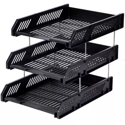 Del document holder three-layer metal data rack office desktop finishing rack horizontal storage rack file basket data frame