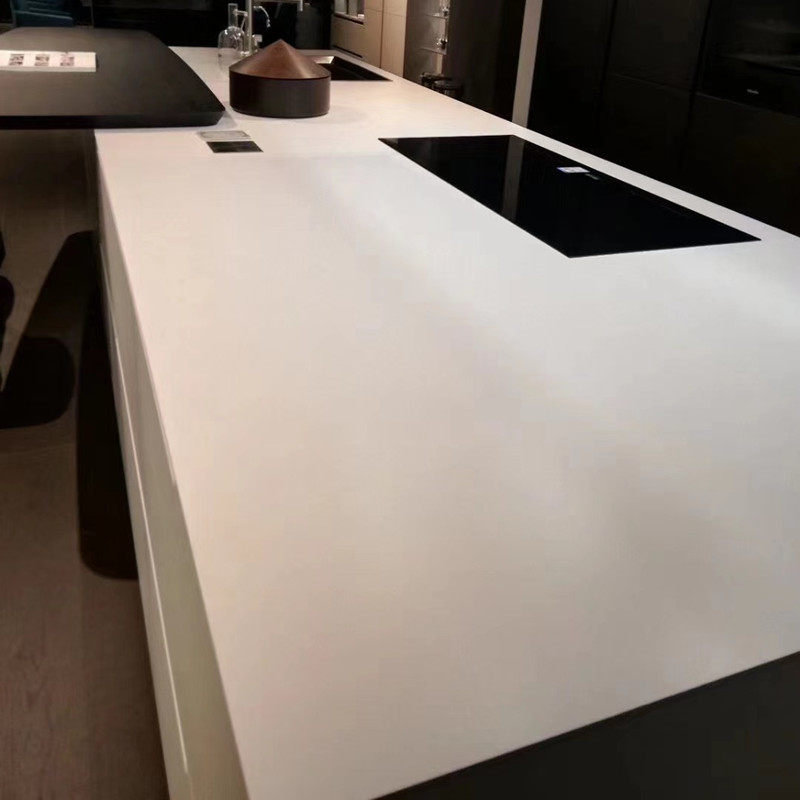 Pure White Matt Rock Board Bath Cabinet Table TV Background Wall Pure Color Pure White Quartz Countertop Customize
