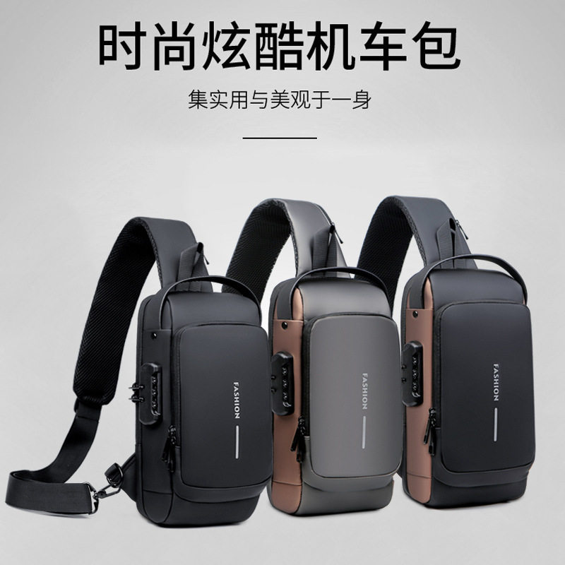 Men's chest bag password lock anti-theft riding bag casual outdoor running and travel waist bag one shoulder crossbody sports backpack