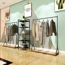 Clothing stores black-and-white display floor male womens clothing store shelf display combination side hangers clothing shelf