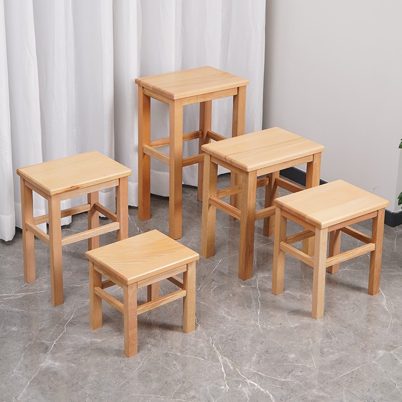 Small stool household solid wood low stool living room Chinese-style children's tenon and mortise changing shoe stool four-legged bench solid rectangular chair