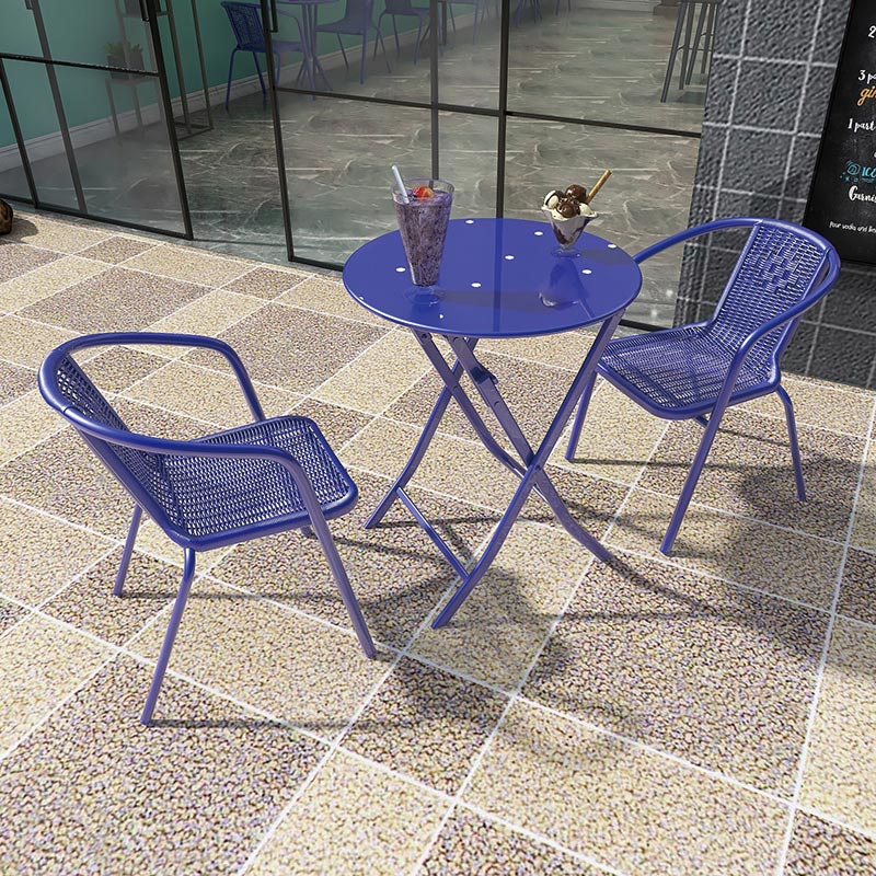 Iron outdoor table and chair combination small balcony outdoor courtyard garden folding net infrared swing milk tea shop folding open air