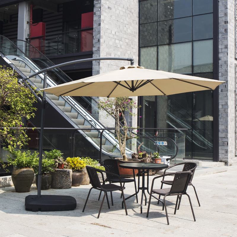 Outdoor parasol table and chair combination outdoor courtyard with umbrella villa garden sun and windproof Roman umbrella beach center column