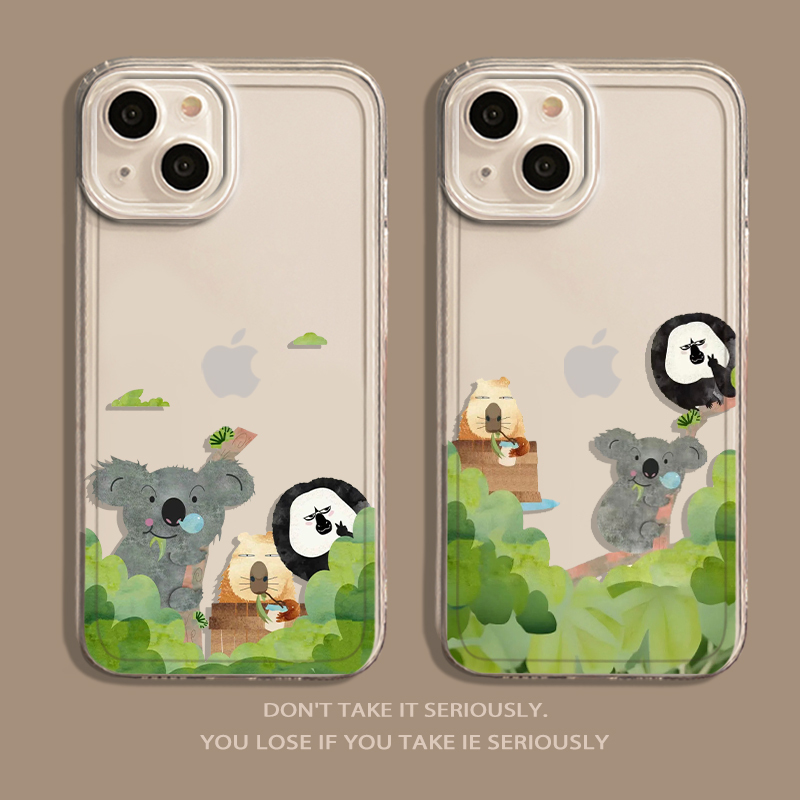Suitable for Apple 14 Phone Case iPhone 15 Pro Red Mountain Zoo 13Promax Heytea 12Mini Transparent 17 Funny 11 Cartoon 16 Dudu Plus Calendar Xr Otter Koala Capybara