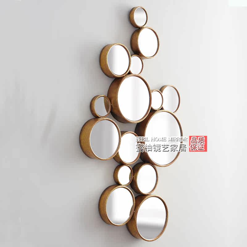Pomelo mirror art Home American living room wall decoration mirror Simple round art hanging wall Entrance mirror wall jewelry
