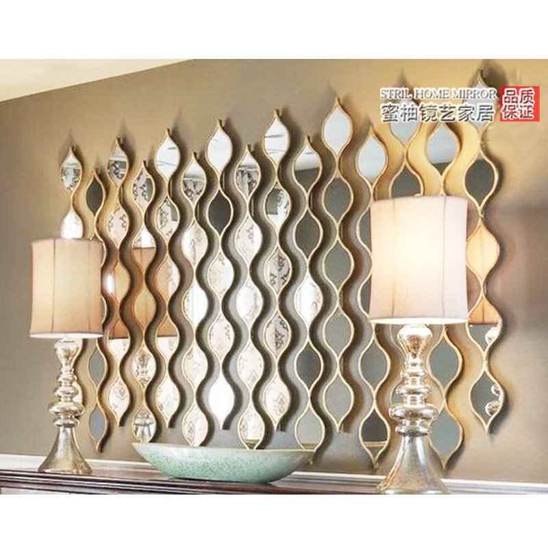 Pomelo home European style entrance mirror Model room Dining room Hotel wall mirror can be combined with art decoration hanging mirror customization