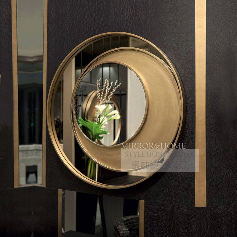 American simple round light luxury entrance mirror wall decoration Living room dining cabinet Toilet dressing table Bathroom mirror