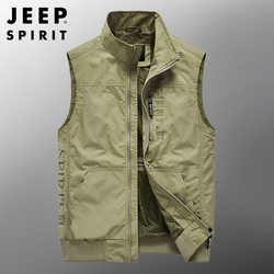 JEEP SPIRIT 봄, 가을 조끼 남자 양복 조끼 캐주얼 스포츠 멀티 가방 사진 낚시 조끼 20666