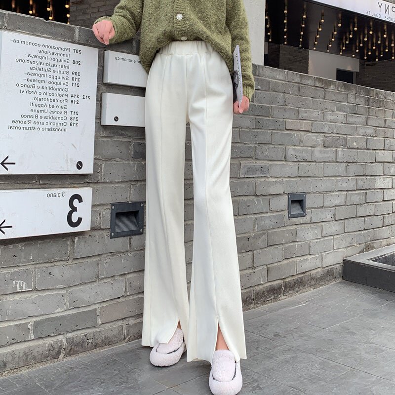 The counter mall withdraws the international big-name cut label, the remaining single-tail single-wide-leg pants, the spring and autumn straight-leg pants, the temperament slit trousers