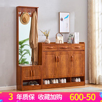 Shoe cabinet simple modern hanging rack combination with mirror integrated hallway cabinet door closet dressing mirror shoe stool