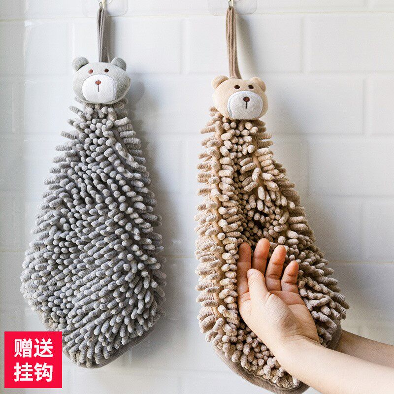 Bear chenille hand ball kitchen quick-drying towel towel powder room hanging hand towel absorbent towel thickened