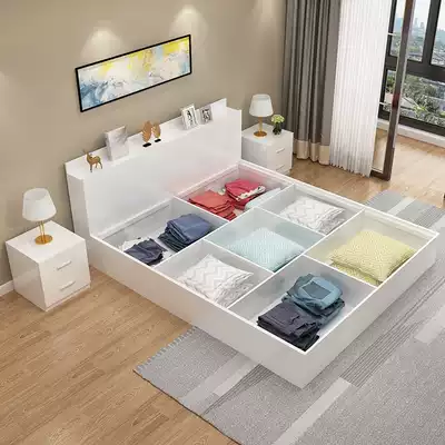 Modern simple solid wood bed pine box bed storage high box bed 1 2 meters 1 35 meters 1 5 meters pneumatic storage bed