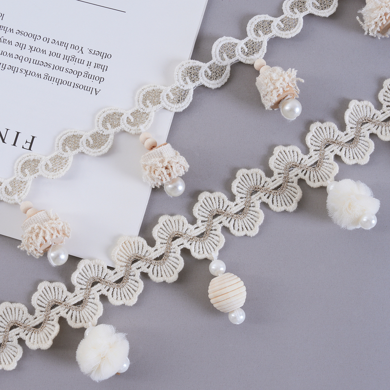 Curtain Lace Trim with High-Quality Silk Thread Tassel Pendants, Lace Accessories, Textile Home Decor Ribbon M-1010