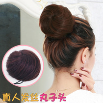Real hair wig bag half meatball head Bridal plate hair wig Taoist head fluffy realistic bud head costume bun