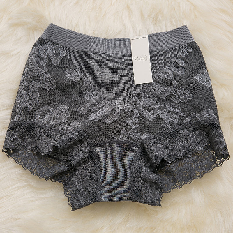 Mid Waist Bag Hip Lifting Triangle Panties Ladies Sexy Lace Cotton Fabric Abdominal Shorts Comfortable Elastic Trousers