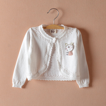 Baby Spring Autumn Knit Cardiovert Woman Baby Full Cotton Thread Short Jacket Children Small Shawl Summer Air Conditioning Sweatshirt Thin