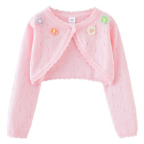 Girls clothing cardigan sweater princess spring and summer air-conditioned shirt shawl outer matching skirt baby coat top
