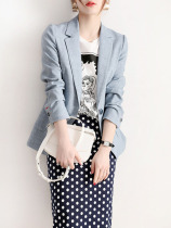 Canary Kiss light blue blazer womens thin slim slim workplace temperament long sleeve suit top