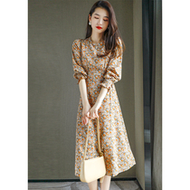 High-end French dress womens spring and summer new waist thin cover belly gentle wind Chiffon a-line skirt thin section