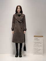 Canary kisses high-end double-sided cashmere coat womens autumn and winter temperament slim long plaid woolen jacket
