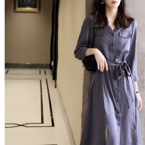 Canary Kiss acetic acid dress female French waist slim fashion light luxury temperament hem split skirt