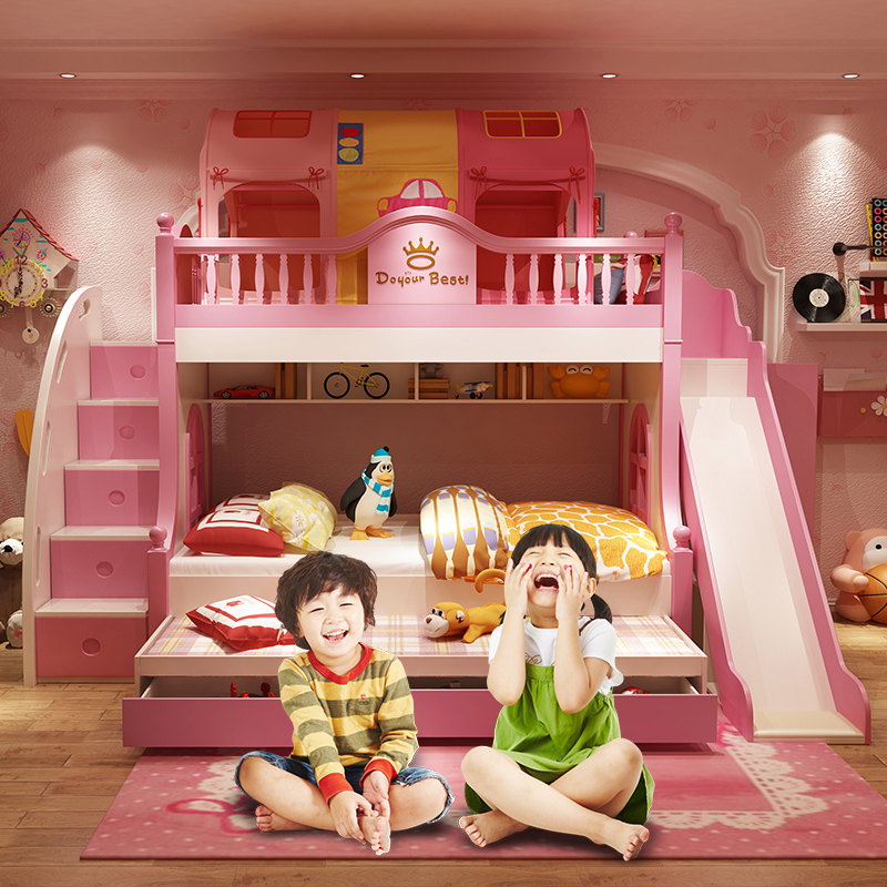 Children's bunk bed bunk bed girls two bunk bed bunk bed Princess mu zi chuang