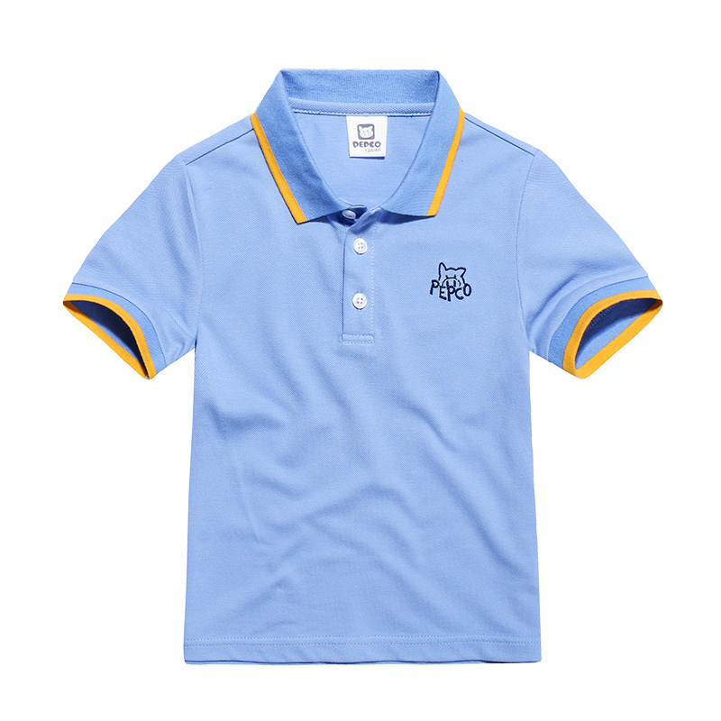 Chàng trai POLO áo T-shirt trẻ em cotton t-shirt mùa thu ngắn tay trẻ em lớn trẻ em dài tay của ve áo polo ve áo nhỏ