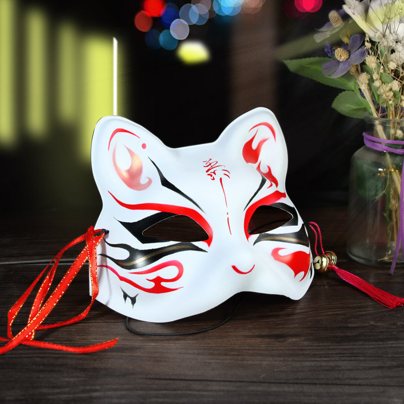 Net red half face fox demon mask cat model vibrato and wind Japanese cat vibrato with the same dance party hand-painted mask