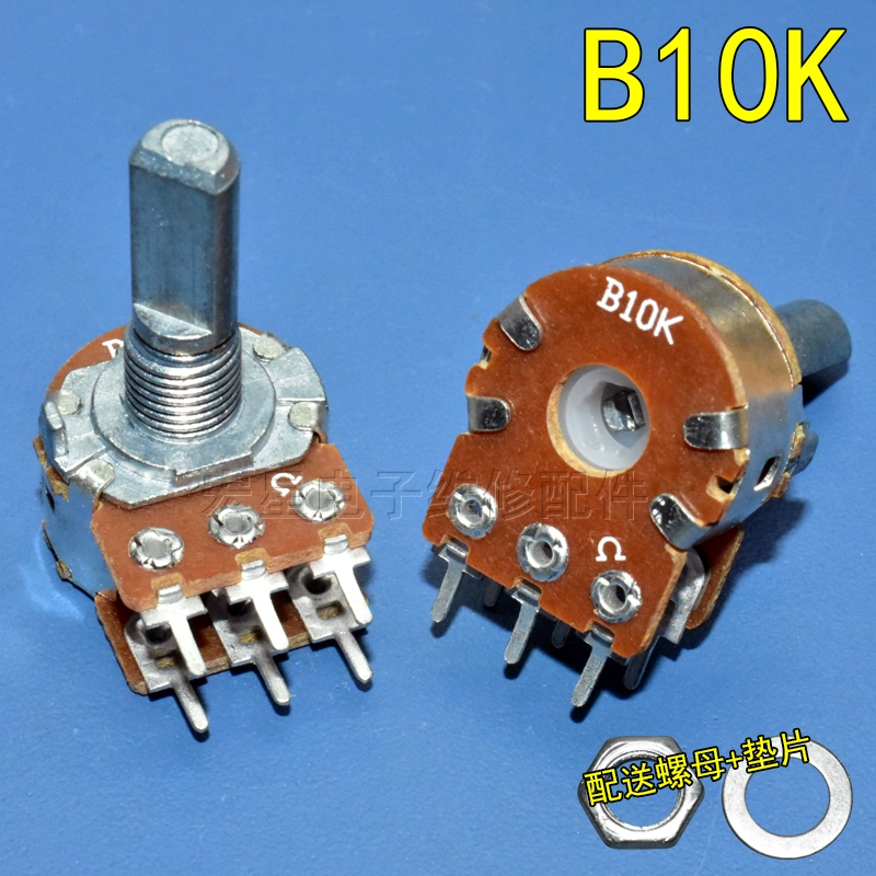 Đôi 6-pin B10KB50KB100K Bộ khuếch đại công suất điều chỉnh âm thanh chiết áp công tắc âm lượng loại D chiều dài trục 15/20mm chiết áp dimmer