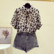 2022 new design sense leopard print scheming shirt female summer fat sister reduce age and show thin niche fried street shirt top