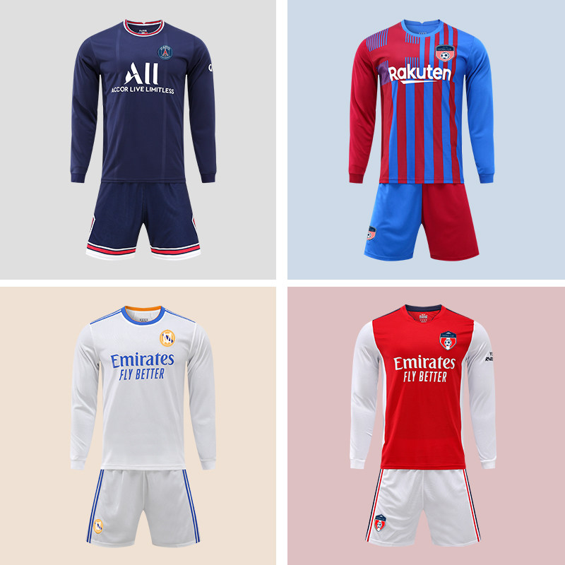 Long-sleeved football suit suit men's autumn and winter adult football training suit custom group buy Neymar Paris Messi jersey