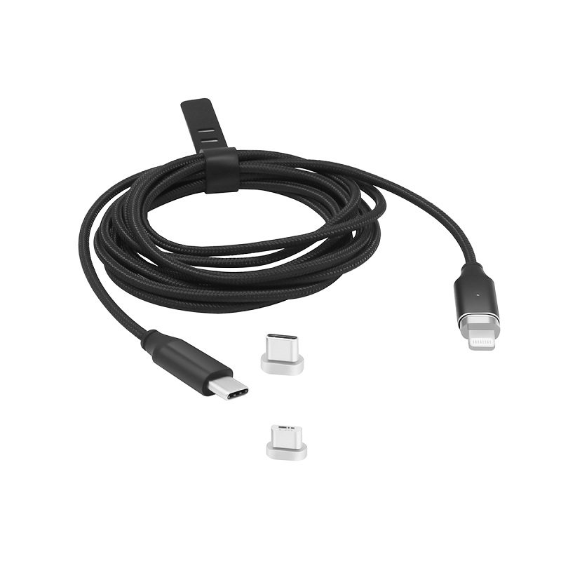 Magnetic charging data cable Type-C to Lightning USB C Android three in one long 2m short 25cm