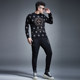 D winter European style personalized hot diamond jacquard half turtleneck velvet sweater men's trendy slim thick sweater