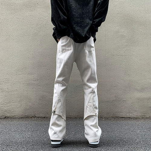 Небольшие штаны, дизайнерская белая униформа медсестры, джинсы, штаны-клёш, в американском стиле, осенние, изысканный стиль