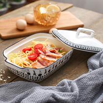  Weight loss tableware Limited-time clearance sale baking tray Ceramic baking rice plate Square oven tableware plate baking cheese plate