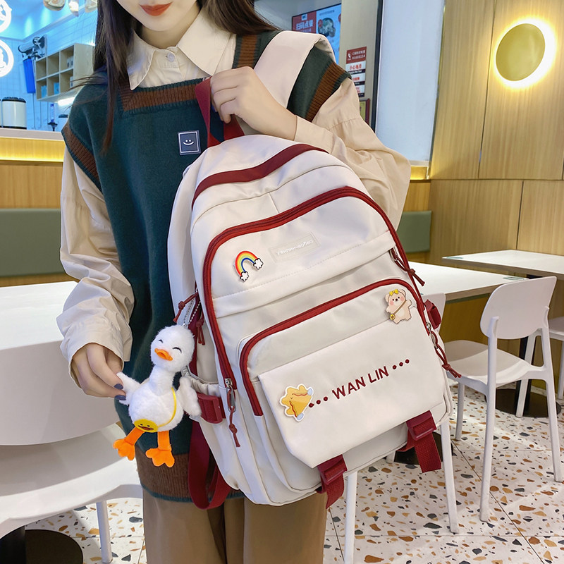 School bag Girls First two new ins Senson 100 hitch first three women 15 - -16 - year-old junior high school bag large capacity durable