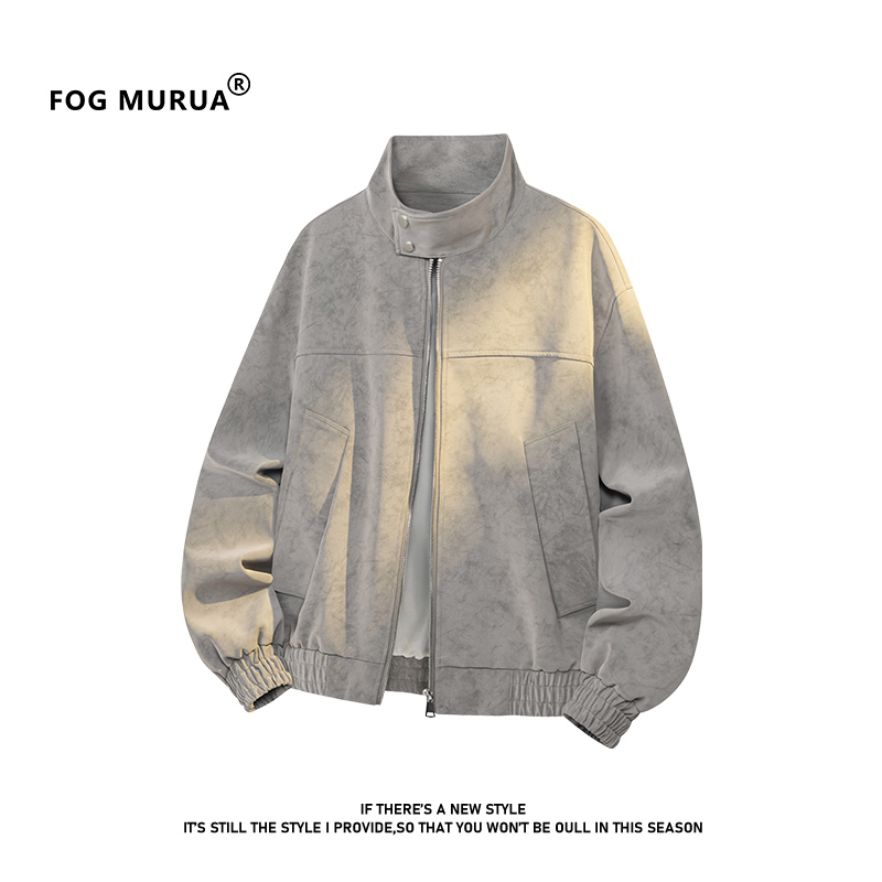 Fog Murua American Retro High-End Pu Leather Tie-Dye Leather Jacket Men's Spring and Autum Heavy-Duty Large Size Jacket