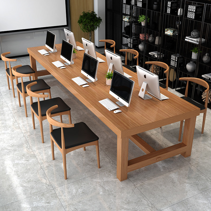 Nordic modern all-solid wood custom large desk table simple to negotiate table computer tables and chairs combination direct sales
