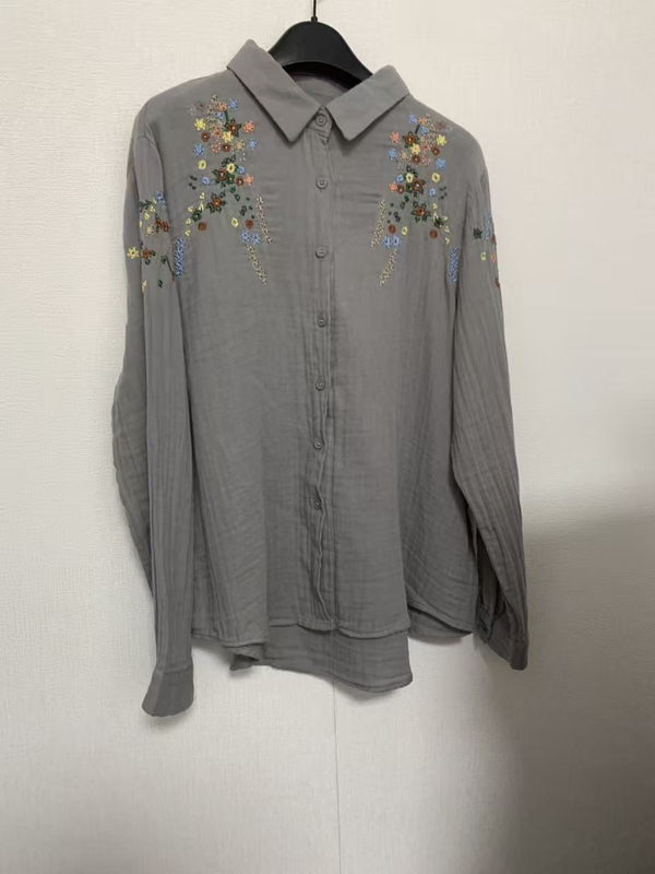 Heavy Embroidered Floral Soft Cotton Shirt