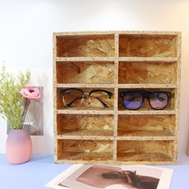 Optical store desktop display display stand 10 pairs of multi-grid sunglasses storage display wooden frame retro style