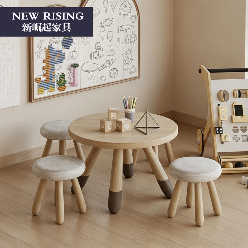 Solid Wood Children's Table and Chair Set, Round Table, Small Stool, Home Table, Game Table and Chair Combination, Kindergarten Baby Learning Table Solid Wood Children's Table and Chair Set, Round Table, Small Stool, Home Table, Game Table and Chair Combination, Kindergarten Baby Learning Table